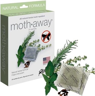 Richards Homewares Moth Away Sachets Nontoxic (White) (1-Pack of 24 Sachets)