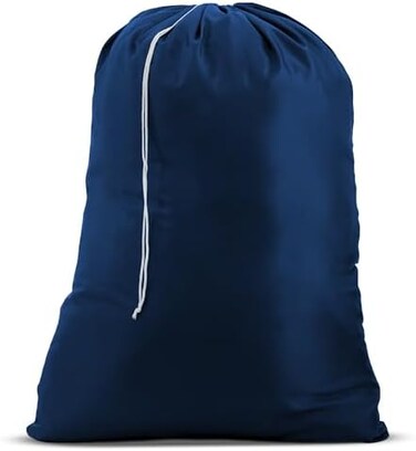 Handy Laundry Nylon Laundry Bag - Locking Drawstring Closure and Machine Washable. These Bags will Fit a Laundry Basket or Hamper and Strong Enough to Carry up to Three Loads of Clothes. (Navy Blue)
