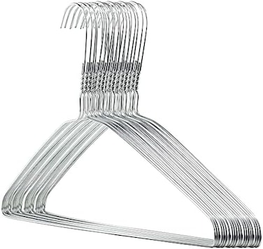 HANGERWORLD 20 Strong 41cm Metal 13 Gauge Silver Galvanised Wire Clothes Garment Trouser Bar Hangers