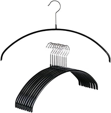 MAWA Euro Series Non-Slip Space Saving Clothes Hanger, Set of 10, Black Style 40/P, Pack of 10 (14118)