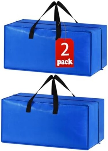 Acnusik Extra Large Storage Bags Heavy Duty Moving Bags, XL Moving Totes Cloth Storage Bags with Zippers for Clothing Storage, College Moving，Compatible with IKEA Frakta Hand Cart, 2 Packs