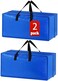 Acnusik Extra Large Storage Bags Heavy Duty Moving Bags, XL Moving Totes Cloth Storage Bags with Zippers for Clothing Storage, College Moving，Compatible with IKEA Frakta Hand Cart, 2 Packs