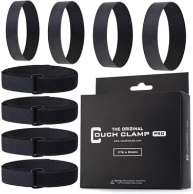 Couch Clamp PRO Non-Slip Sectional Connectors with Hook-and-Loop Cinch Clips for Sliding Sofas - Prevents Floor Scratches and Big Gaps in Your Couch with Easy Install No Tools Required (4 Pack)