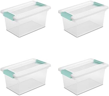 Sterilite Medium Clip Storage Box, Clear (pack of 4)