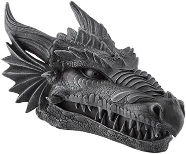 Design Toscano Stryker The Smoking Dragon Gothic Incense Burner Box Statue, 10 Inch, Polyresin, Grey Stone,Greystone