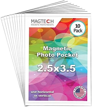 Magtech Magnetic Photo Pocket Picture Frame, White, Holds 2.5 x 3.5 Inches Photos, 10 Pack (12310)