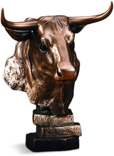 Tonton Stock Market Bull Bust - Wall Street Bronze Finish Statue Fi