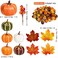 Whaline 160 Pcs Autumn Artificial Maple Leaves, Harvest Pumpkins, Gourds, Acorns and Orange Berry Stems Set, Fall and Thanksgiving Home Table Decoration Halloween Party Decor