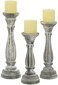 Deco 79 Traditional Wood Solid Candle Holder, Set Of 3 15", 13", 11"H, White