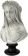 Design Toscano Veiled Maiden Indoor Bust Statue, 9 Inches Wide, 14 Inches Tall, Handcast Polyresin, Antiqued White Finish with a Black Painted Base