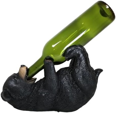Ebros Gift Big Black Bear Wine Oil Bottle Holder Figurine 10"Long Home Decor