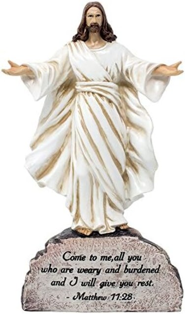 Home-n-Gifts A Statue Of Jesus Standing On A Rock With An Inspirational Bible Verse, Perfect For Christian Home Decor And As A Spiritual Shelf Decoration Or Religious Gift For Christmas And Easter.