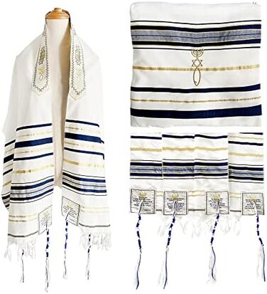 Holy Land Market New Covenant Prayer Shawl, English/Hebrew &amp; Bag 72 X 22 (Israel)
