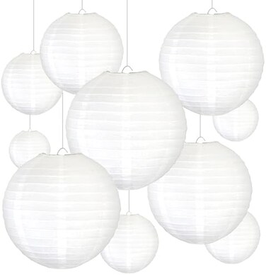 Novelty Place 6 inch White Paper Lanterns (Pack of 10) - Great Chinese/Japanese Home, Party &amp; Wedding Decorations