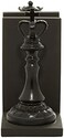 Deco 79 Polystone Chess Decorative Bookends Non Skid Bookends with King and Queen, Set of 2 Office Bookends5"W, 8"H, Black