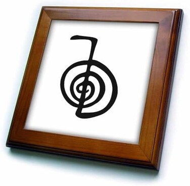 3dRose ft_154526_1 Reiki Power Symbol Cho Ku Rei Choku Rei for Protection Cleaning Clearing Energy or Boosting Healing Framed Tile, 8 by 8