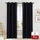 NICETOWN Polyester Blend Soundproof Thermal Insulated Solid Grommet Blackout Curtain Drape for Dining Room (Single Panel, 42 Inch x 84 Inch, Black)