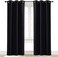 NICETOWN Polyester Blend Soundproof Thermal Insulated Solid Grommet Blackout Curtain Drape for Dining Room (Single Panel, 42 Inch x 84 Inch, Black)