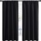 NICETOWN Halloween Black Blackout Curtain Blinds - Solid Thermal Insulated Window Treatment Blackout Drapes/Draperies for Bedroom (2 Panels, 42 inches Wide by 63 inches Long, Black)