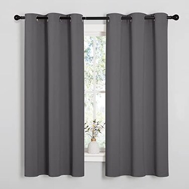 NICETOWN Thermal Insulated Grommet Blackout Curtains for Bedroom (2 Panels, W106 CM x L160 CM, Grey)
