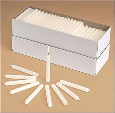 1home Church Service Memorial Vigil Ceremony Unscented White 1/2 x 4 1/4 Inch Candles - 100 Per Box