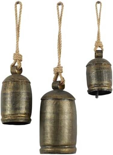Deco 79 3-Piece Metal Rope Animal Bronze Bells Set