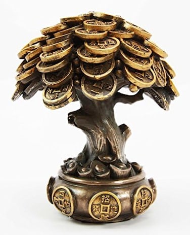 Ebros Gift Feng Shui Gold Tree Statue Golden Money Coin Tree of Wealth And Abundance Decor Talisman Figurine