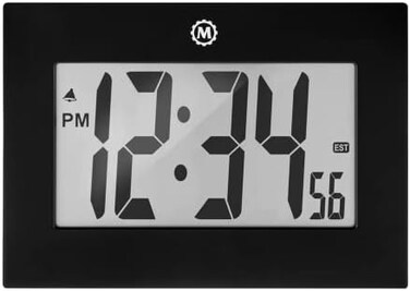 MARATHON CL030064 Large Digital Wall Clock with Fold-Out Table Stand. Size is 9 inches with Big 3.25 Inch Digits. Batteries Included (Black)