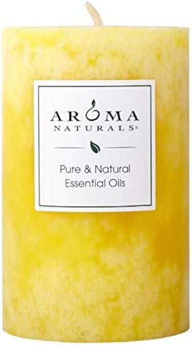 اروما ناتشورالز شمعة عمودية معطرة برائحة البرتقال وعشب الليمون من الزيوت العطرية، امبيانس، 2.5 انش × 4 انش، اصفر