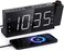 Mesqool Projection Alarm Clock for Bedroom - AM FM Radio &amp; Sleep Timer, 180&deg; Projector, 7" Large Digital LED Display&amp;Dimmer, Dual Alarms, USB Charger, Battery Backup Desk Wall Ceiling Plug -in Clock