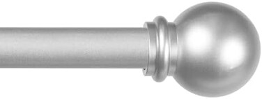 Kenney 5/8&rdquo; Chelsea Ball Decorative Window Curtain Rod, 28-48", Brushed Nickel