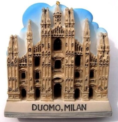 WitnyStore Tiny Milan Cathedral or Duomo di Milano Catholic Church Italy Southern Europe Tourist Attractions Resin Refrigerator Magnet Traveler Souvenir Gift Memento 3D Fridge Magnets