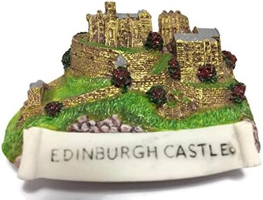 WitnyStore Tiny 3" Edinburgh Castle Scotland Magnet - Miniature Hand Made Resin 3D Europe Landmark Tourist Attraction Decorative Refrigerator Fridge Magnets D&eacute;cor Collectible Traveler Souvenirs Gifts