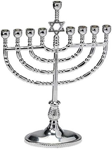 رايت لايت شموع شانوكا مينورا هانوكا تقليدية مصقولة بلون فضي ومينورا بارتفاع 8.5 انش، M-7196، قطعة واحدة