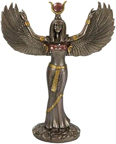 Ebros Gift Egyptian Theme Isis With Open Wings Goddess of Magic and Nature Bronzed Statue Sculpture