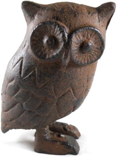 Upper Deck Cast Iron Owl Figurine Statue - Brown 4.5" Tall