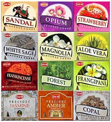 HEM 12 Assorted Boxes Of Incense Cones, 12 X 10 (120 Total) Hem