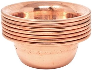 Mudra Crafts Set of 7 Copper Brass Yoga Meditation Altar Tibetan Buddhist Supplies Offering Bowls (3.25 Inches, Copper Tone)