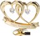 Matashi Gift for Anniversary - 24K Gold Plated Attractive Happy Anniversary Double Heart Table Top Ornament Made with Clear Crystals - Anniversary Decoration for Couples Friends Mom Dad - Cake Topper