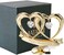Matashi Gift for Anniversary - 24K Gold Plated Attractive Happy Anniversary Double Heart Table Top Ornament Made with Clear Crystals - Anniversary Decoration for Couples Friends Mom Dad - Cake Topper