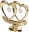 Matashi Gift for Anniversary - 24K Gold Plated Attractive Happy Anniversary Double Heart Table Top Ornament Made with Clear Crystals - Anniversary Decoration for Couples Friends Mom Dad - Cake Topper