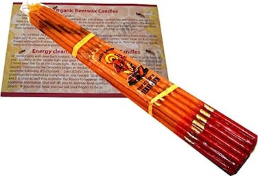 Holy Land Market Beeswax Brown Taper Candles - 33 Count - Traditional - Religious Activity - Orange Scent - Tube Container
