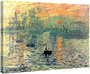 Wieco Art Impression, Sunrise Modern Framed Giclee Canvas Prints of Claude Monet Famous Oil Paintings Reproduction Seascape Artwork Sea Pictures on Canvas Wall Art Ready to Hang for Home Decorations