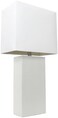اليغانت ديزاينز مصباح طاولة عصري من الجلد الطبيعي Lt1025-Wht، ابيض