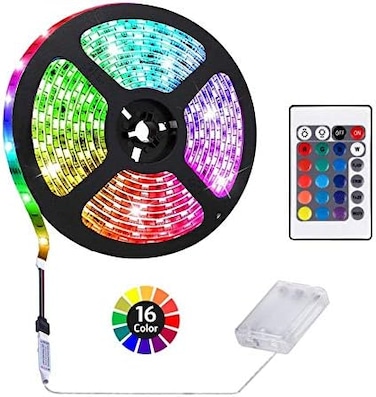 شريط اضاءة LED يعمل بالبطارية بطول 2 متر/6.6 قدم، شريط اضاءة LED RGB مرن متغير اللون، اضاءة خلفية خلفية للتلفزيون