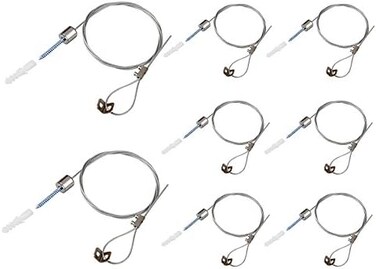 OTTFF 8 Pack 3.2 ft Ceiling Light Fixtures Suspension Cables Kit, Steel Hanging Wire for LED Panel Aquarium Light, Adjustable Length