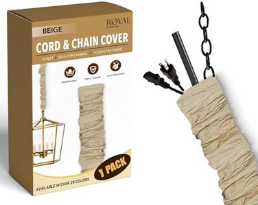 Royal Designs CC-18-BG Cord &amp; Chain Cover 4' Silk-Type Fabric Touch Fastener, Beige