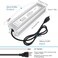 LightingWill Waterproof IP67 LED Power Supply Driver Transformer 60W 220V AC to 12V DC Low Voltage Output with 3-Prong UK Plug 3.3 Feet Cable for Outdoor Use
