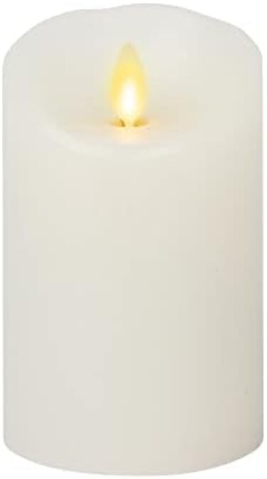 لومينارا مصباح LED كلاسيكي بدون لهب متحرك بحافة صدفية - ابيض - غير معطر - جاهز عن بعد (3 انش × 4 انش)