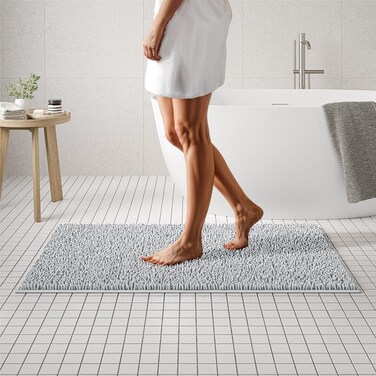 ماي شاين سجادة حمام دائرية 36 × 36، سجادة حمام مخملية ناعمة من قماش الشانيل بظهر مانع للانزلاق، سجادة حمام ماصة قابلة للغسل وسريعة الجفاف، سجادة حمام لارضية الحمام، ابيض